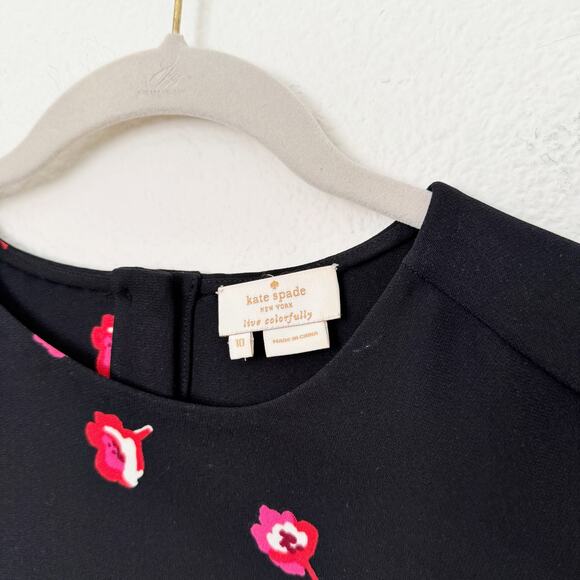 [Kate Spade New York] Black Cherry Blossom Floral Print Sleeveless Blouse Sz 10 - Picture 10 of 11